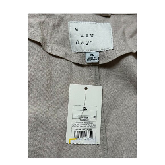 A New Day Women's Linen Long Sleeve Belted Trench Coat Tan Size XL Fall Fashion - Picture 8 of 8